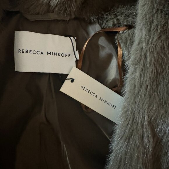 Rebecca Minkoff faux fur wrap coat w hood - NEW W TAGS - sz Small - brown - Picture 3 of 14